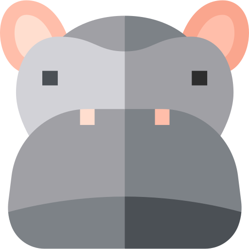 A cartoon style drawing of a hippo face.  Image from freepik.com
